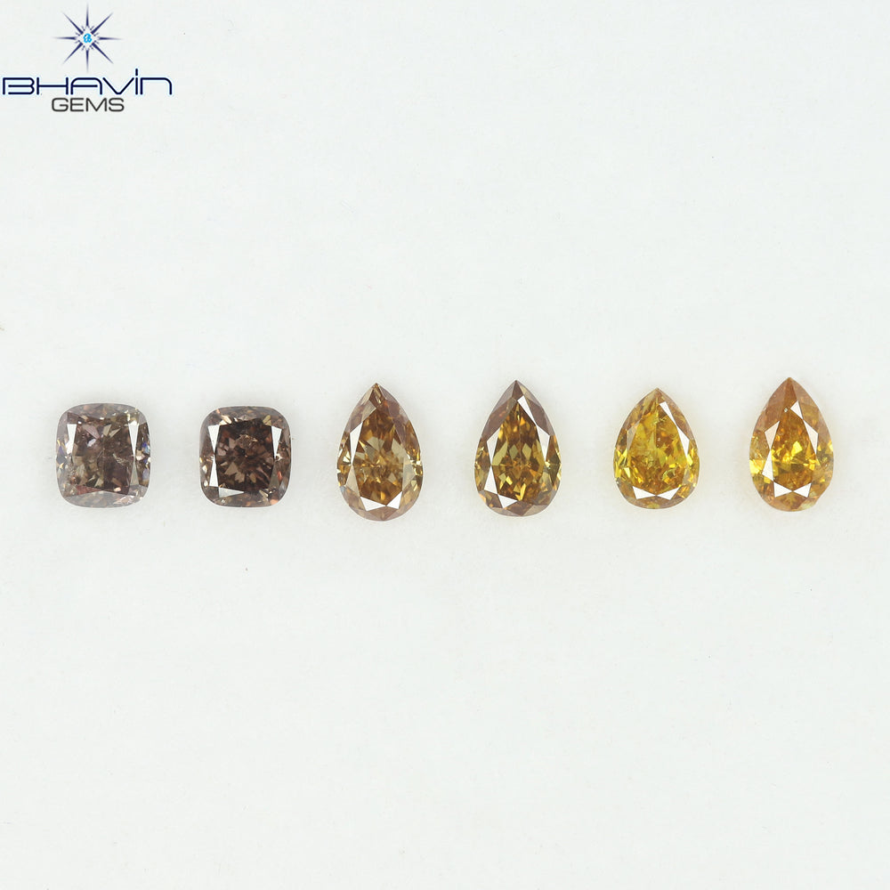 1.33 CT/6 Pcs Natural Mix Diamond Mix Fancy Color Clarity SI (4.92 MM)
