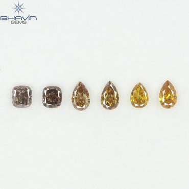 1.33 CT/6 Pcs Natural Mix Diamond Mix Fancy Color Clarity SI (4.92 MM)