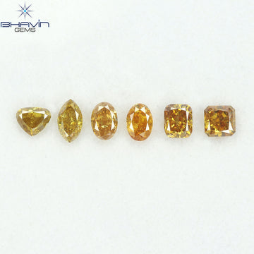 1.30 CT/6 Pcs Natural Mix Diamond Orange Color Clarity I1 (4.88 MM)