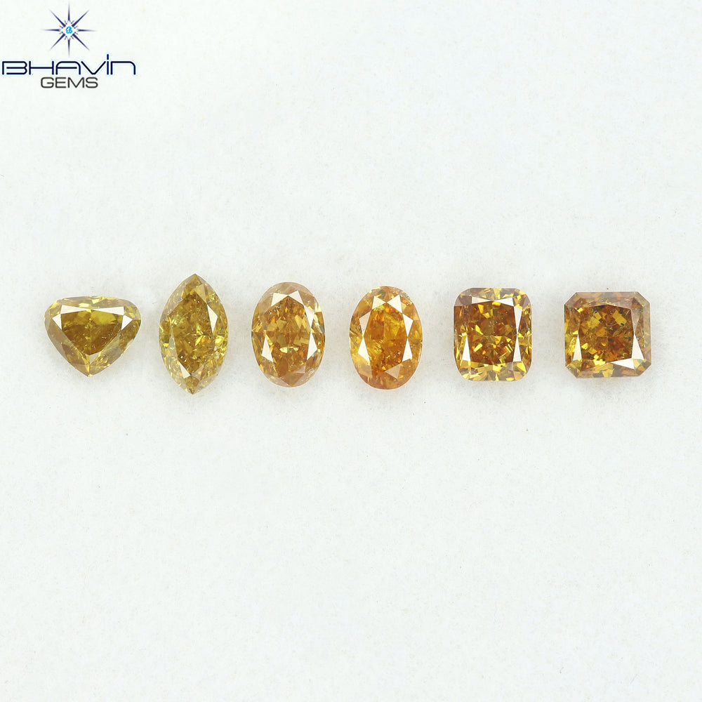 1.30 CT/6 Pcs Natural Mix Diamond Orange Color Clarity I1 (4.88 MM)
