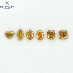 1.30 CT/6 Pcs Natural Mix Diamond Orange Color Clarity I1 (4.88 MM)