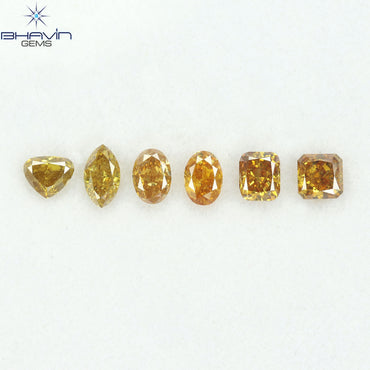 1.30 CT/6 Pcs Natural Mix Diamond Orange Color Clarity I1 (4.88 MM)