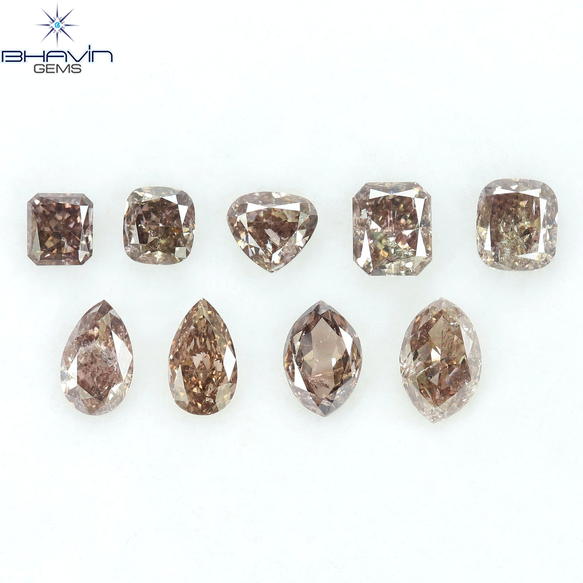 2.42 CT/9 Pcs Natural Mix Diamond Brown Pink Color Clarity SI (5.55 MM)