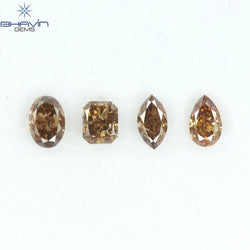 0.97 CT/4 Pcs Natural Mix Diamond Brown Color Clarity SI (4.78 MM)