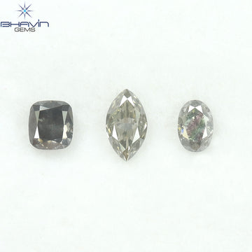 0.70 CT/3 Pcs Natural Mix Diamond Grey Color Clarity SI (5.70 MM)