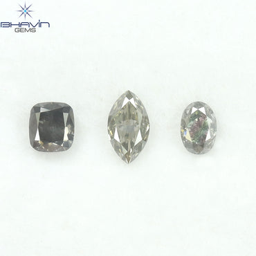 0.70 CT/3 Pcs Natural Mix Diamond Grey Color Clarity SI (5.70 MM)
