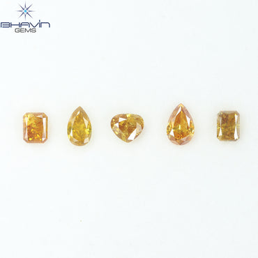 1.21 CT/5 Pcs Natural Mix Diamond Yellow-Orange Color Clarity I1 (5.20 MM)