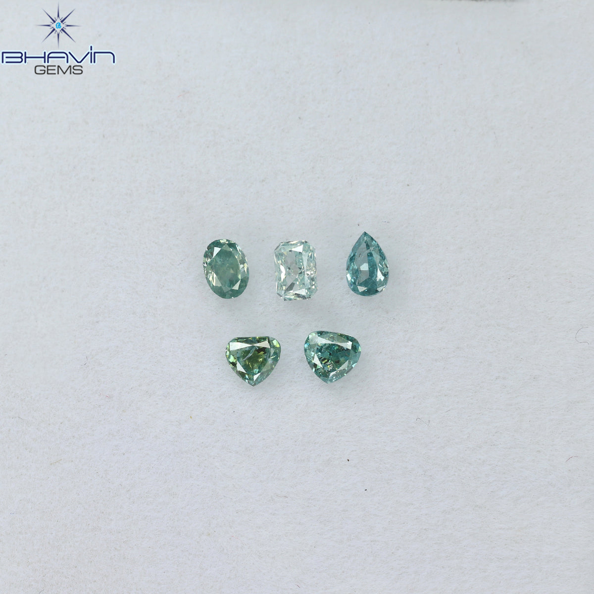 0.50 CT/5 Pcs Natural Mix Shape Enhanced Blue Color SI2 Clarity (3.10 MM)