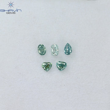 0.50 CT/5 Pcs Natural Mix Shape Enhanced Blue Color SI2 Clarity (3.10 MM)