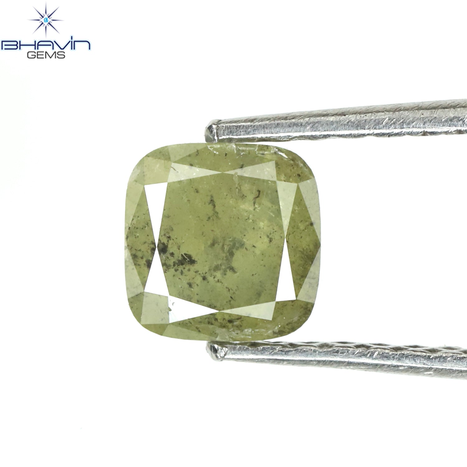 0.80 CT Cushion Diamond Natural Loose Diamond Green Yellow Color I3 Clarity (5.00 MM)