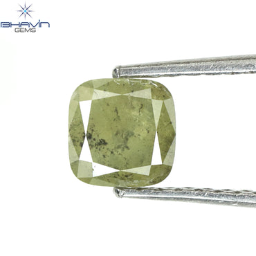 0.80 CT Cushion Diamond Natural Loose Diamond Green Yellow Color I3 Clarity (5.00 MM)