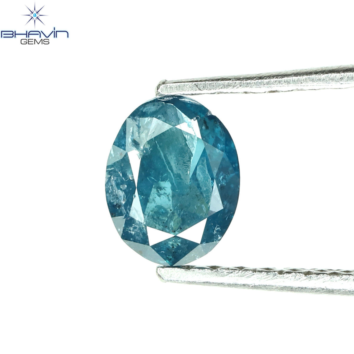 0.44 CT Natural Oval Diamond Enhanced Blue Color Clarity I3 (5.74 MM)