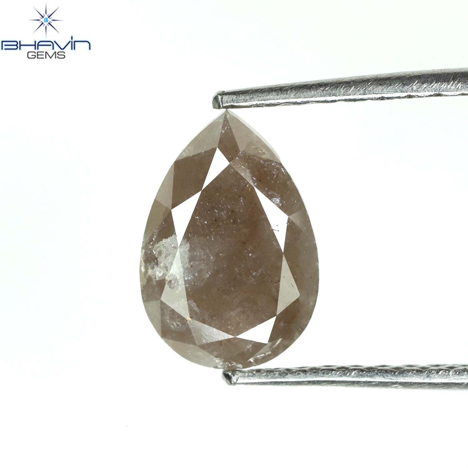 1.42 CT Pear Shape Natural Diamond Brown Pink Color I3 Clarity (8.58 MM)