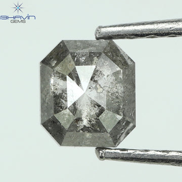 0.41 CT スクエア カット シェイプ 天然ダイヤモンド ソルト アンド ペッパー カラー I3 クラリティ (6.43 MM)