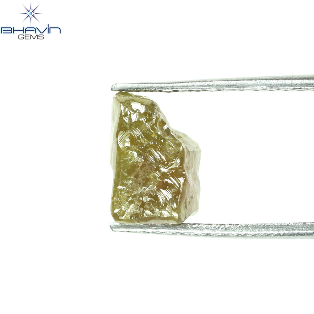 2.40 CT Rough Shape Natural Diamond Yellow Color I3 Clarity (7.76 MM)