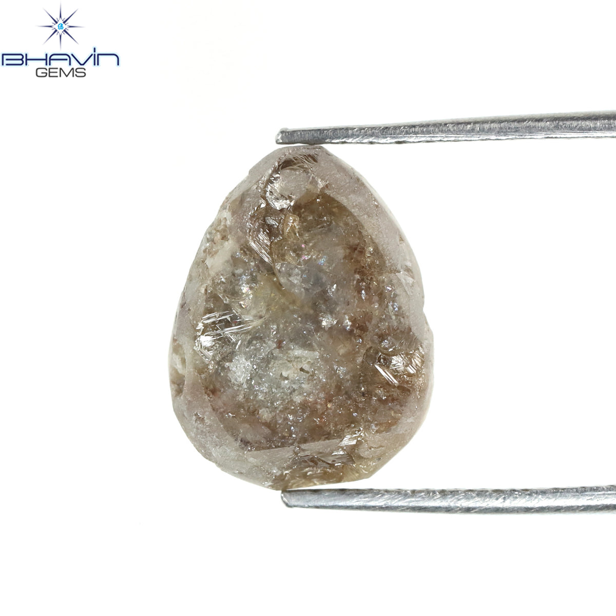 1.05 CT、ノーカット ポルキ シェイプ、天然ダイヤモンド、ブルー カラー、I3 クラリティ (5.42 MM)
