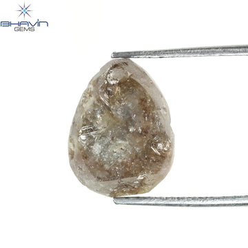 1.05 CT、ノーカット ポルキ シェイプ、天然ダイヤモンド、ブルー カラー、I3 クラリティ (5.42 MM)