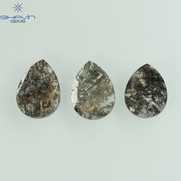 1.75 CT/5 ピース スライス形状 天然ダイヤモンド ソルト アンド ペッパー カラー I3 クラリティ (10.45 MM)