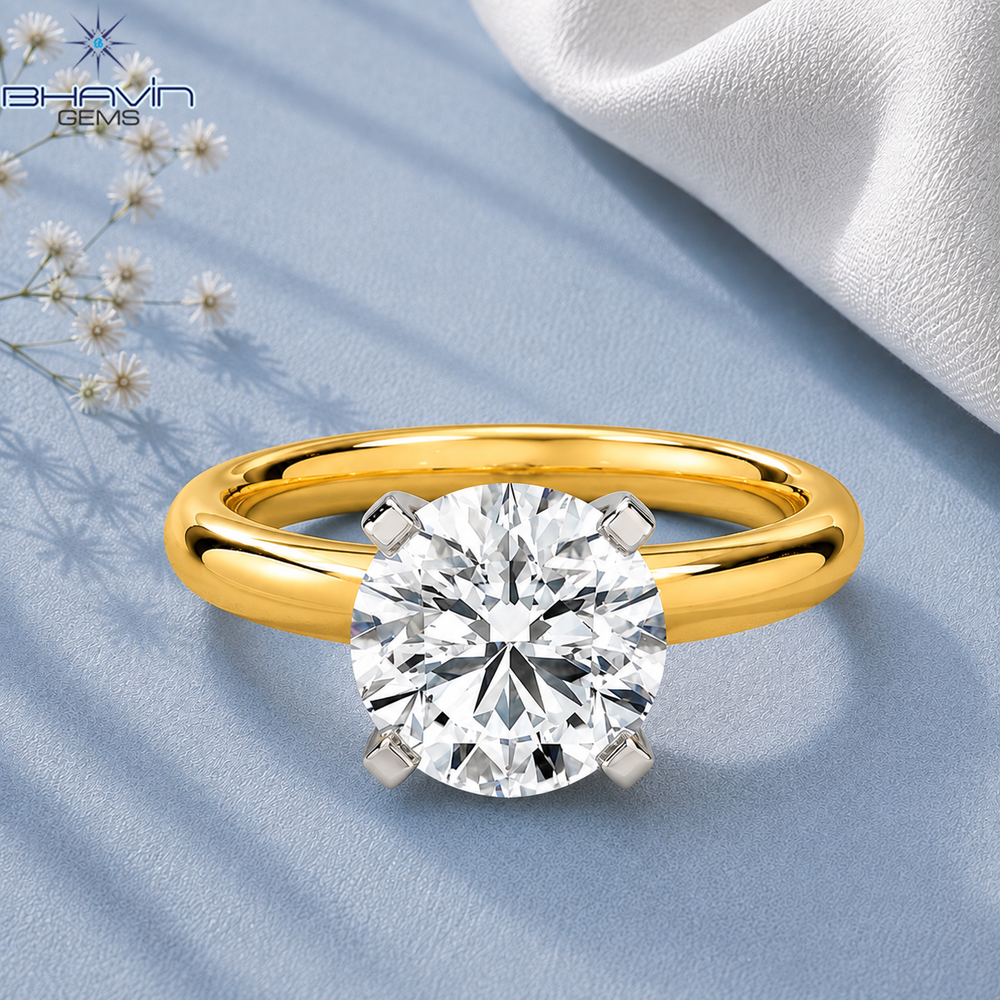 Classic Lab Grown Round Brilliant Diamond Solitaire Engagement Ring