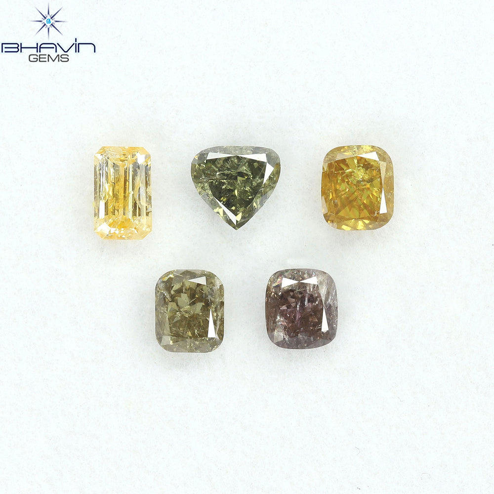 2.17 CT/5 Pcs Natural Mix Diamond Mix Fancy Color Clarity I1 (5.14 MM)