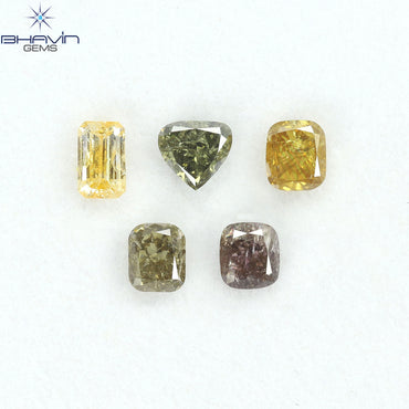 2.17 CT/5 Pcs Natural Mix Diamond Mix Fancy Color Clarity I1 (5.14 MM)