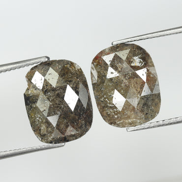 4.75 CT(2 Pcs) Oval Shape Natural Diamond Brown (Salt And Papper) Color I3 Clarity (11.40 MM)