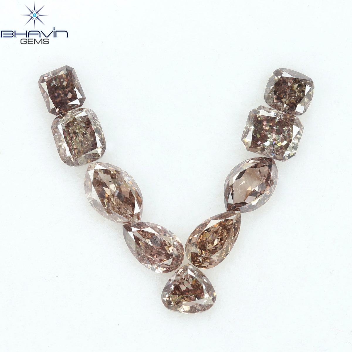 2.42 CT/9 Pcs Natural Mix Diamond Brown Pink Color Clarity SI (5.55 MM)