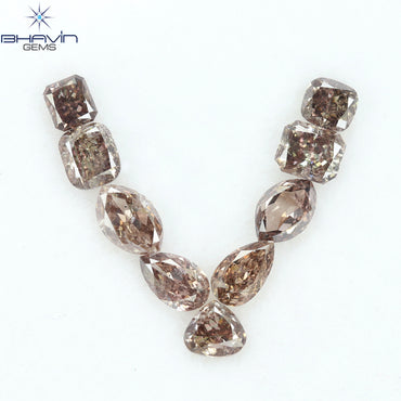 2.42 CT/9 Pcs Natural Mix Diamond Brown Pink Color Clarity SI (5.55 MM)