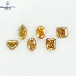 1.30 CT/6 Pcs Natural Mix Diamond Orange Color Clarity I1 (4.88 MM)