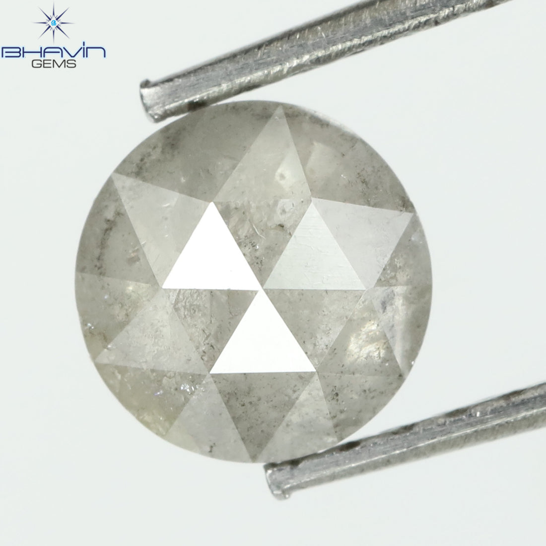 0.81 CT ラウンド ローズカット シェイプ 天然ダイヤモンド ソルト＆ペッパーカラー I3 クラリティ (5.66 MM)