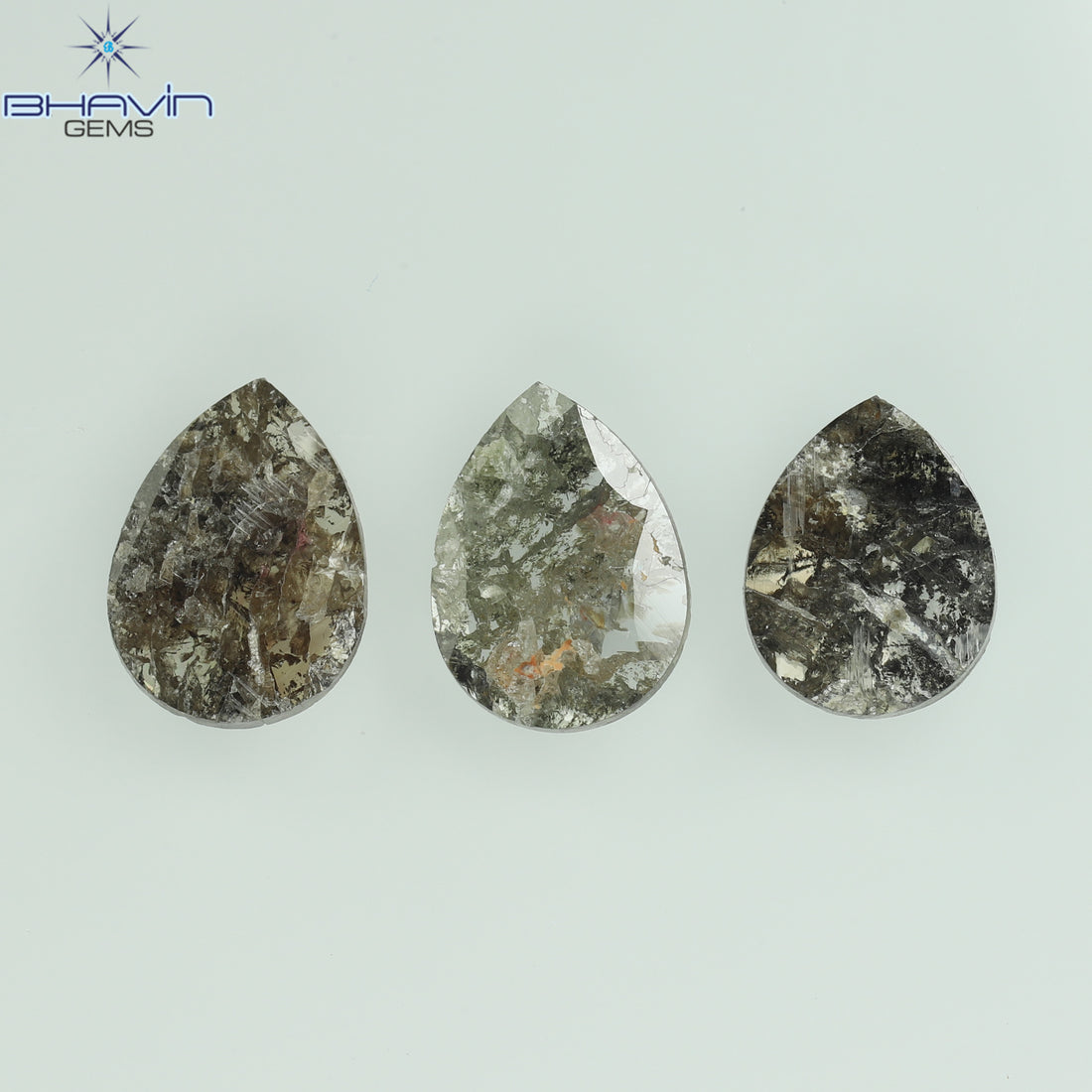 1.75 CT/5 ピース スライス形状 天然ダイヤモンド ソルト アンド ペッパー カラー I3 クラリティ (10.45 MM)