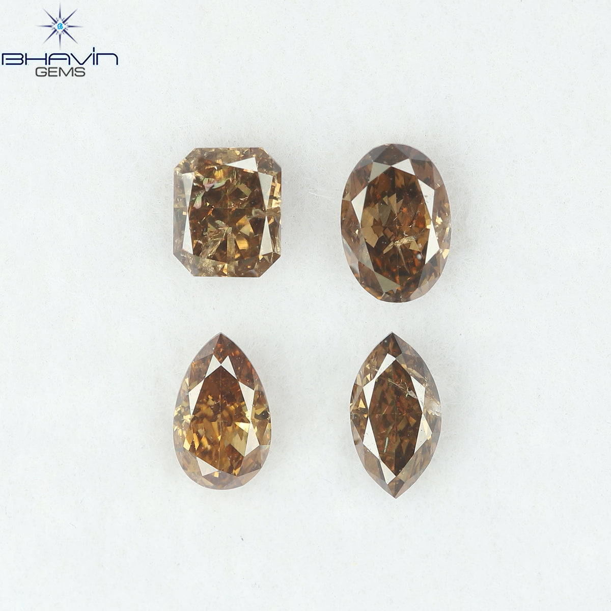 0.97 CT/4 Pcs Natural Mix Diamond Brown Color Clarity SI (4.78 MM)