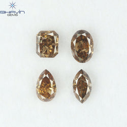 0.97 CT/4 Pcs Natural Mix Diamond Brown Color Clarity SI (4.78 MM)