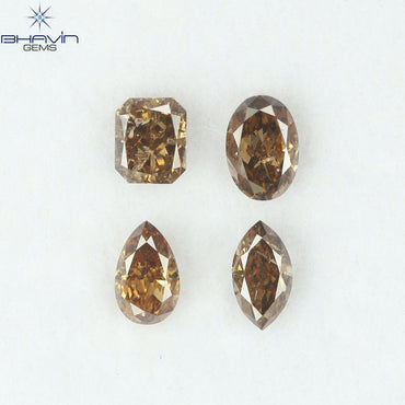 0.97 CT/4 Pcs Natural Mix Diamond Brown Color Clarity SI (4.78 MM)