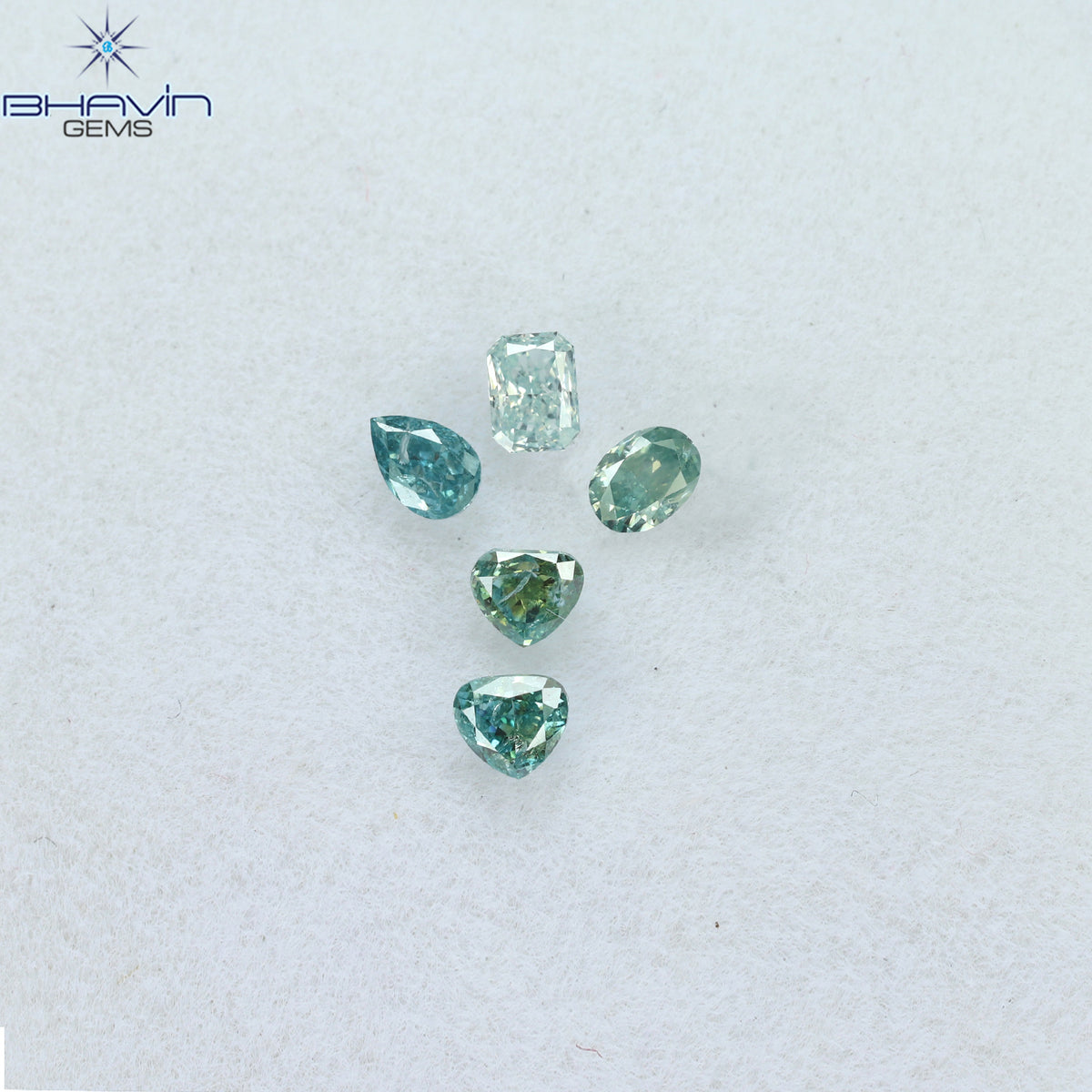 0.50 CT/5 Pcs Natural Mix Shape Enhanced Blue Color SI2 Clarity (3.10 MM)