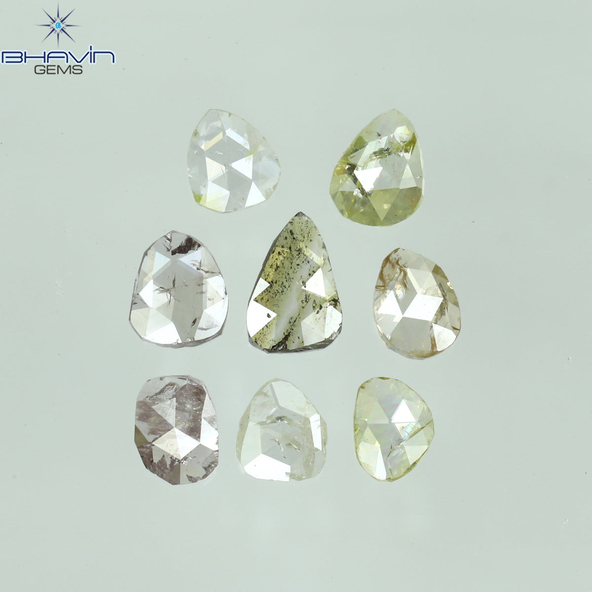 0.67 CT/8 Pcs Natural Polki Rose Cut Diamond Mix Fancy Color Clarity I2 (4.65 MM)