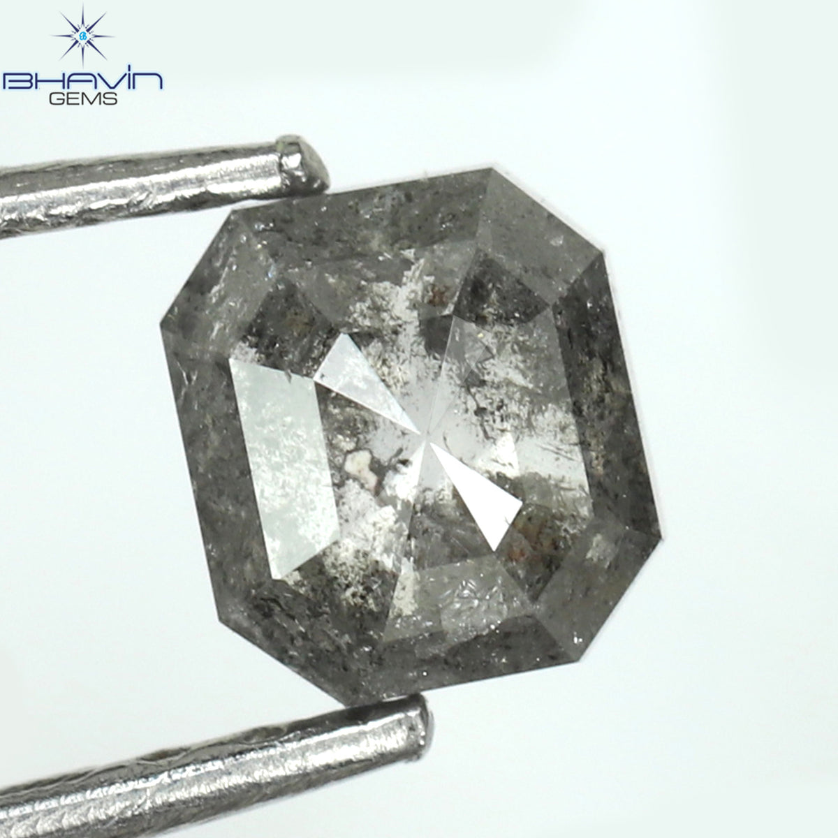 0.41 CT スクエア カット シェイプ 天然ダイヤモンド ソルト アンド ペッパー カラー I3 クラリティ (6.43 MM)
