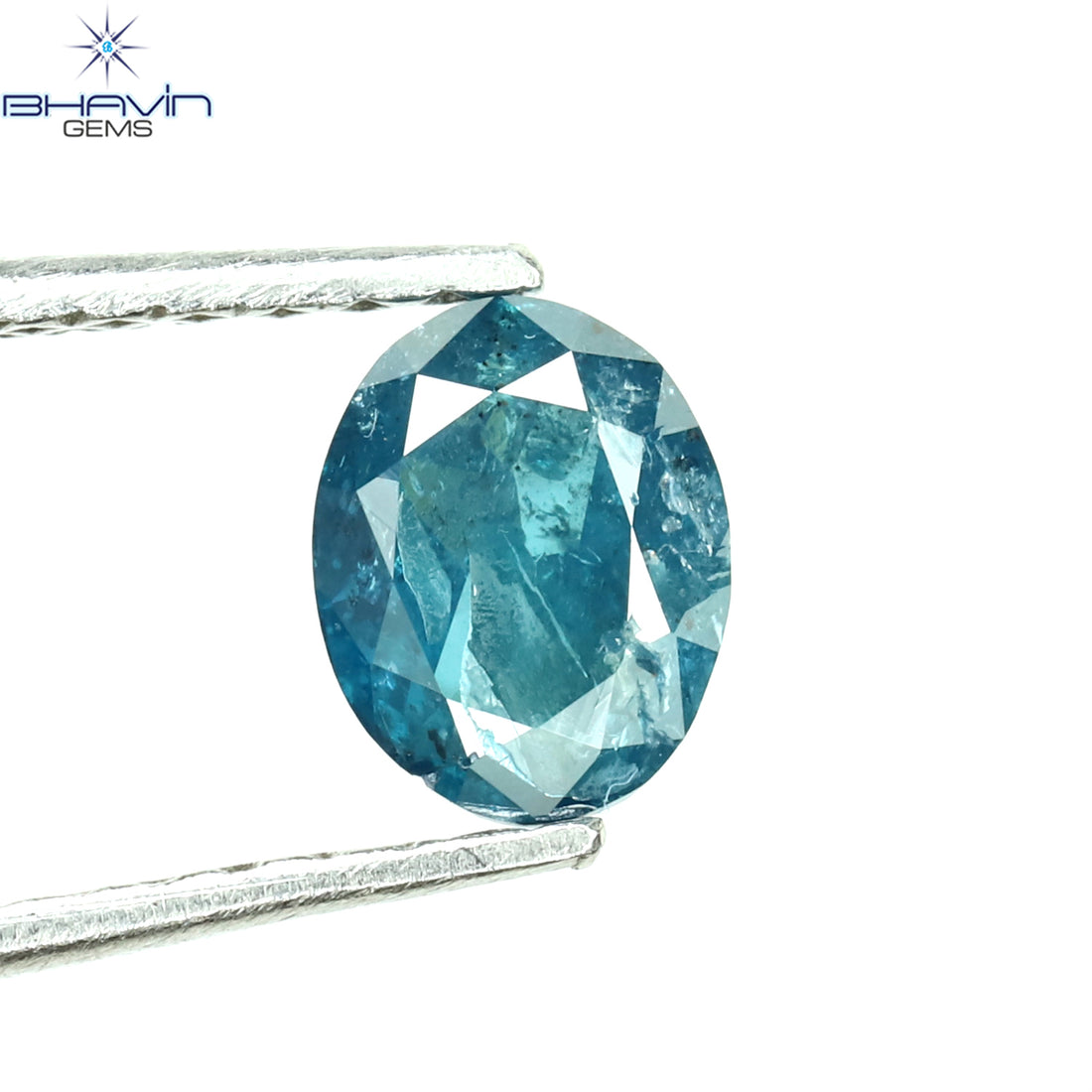 0.44 CT Natural Oval Diamond Enhanced Blue Color Clarity I3 (5.74 MM)