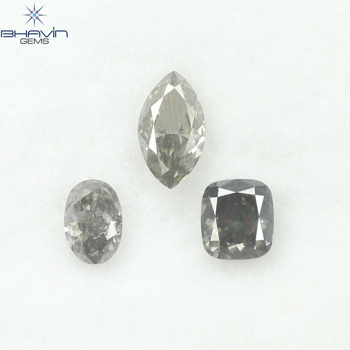 0.70 CT/3 Pcs Natural Mix Diamond Grey Color Clarity SI (5.70 MM)