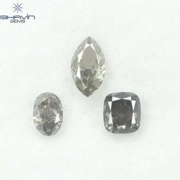 0.70 CT/3 Pcs Natural Mix Diamond Grey Color Clarity SI (5.70 MM)