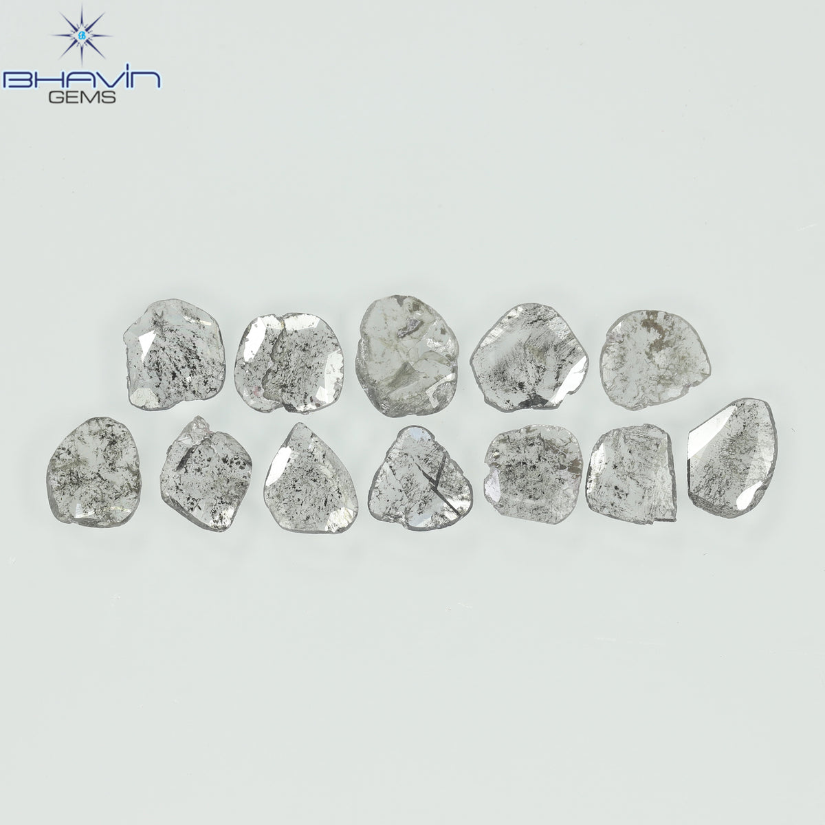 2.15 CT/12 Pcs Natural Slice Diamond Salt and Pepper Color Clarity I3 (6.10 MM)