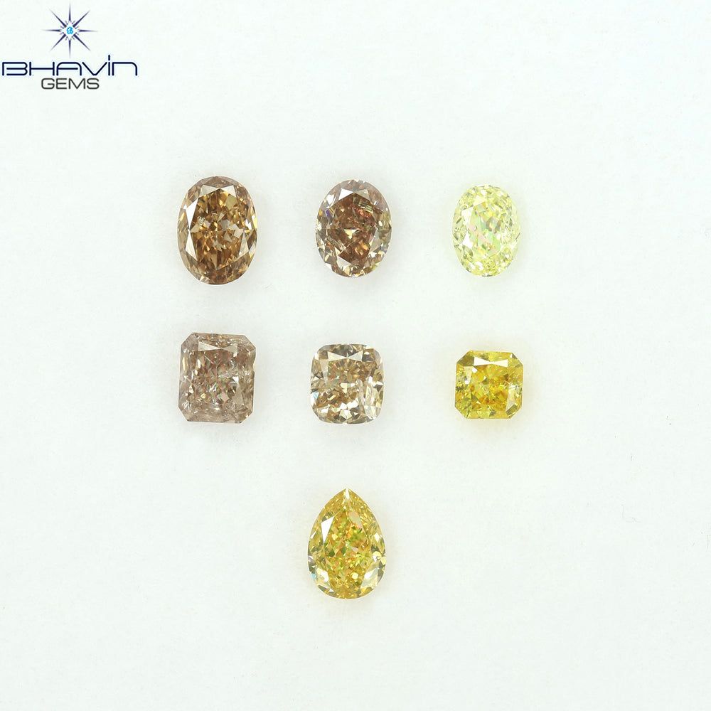 1.77 CT/7 Pcs Natural Mix Diamond Mix Fancy Color Clarity SI (4.82 MM)
