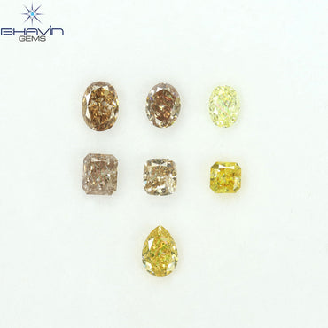 1.77 CT/7 Pcs Natural Mix Diamond Mix Fancy Color Clarity SI (4.82 MM)