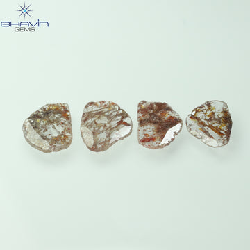 3.57 CT/5 ピース スライス シェイプ ナチュラル ルース ダイヤモンド ブラウン カラー I3 クラリティ (11.59 MM)