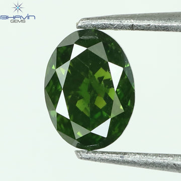 0.15 CT オーバル シェイプ ナチュラル ダイヤモンド グリーン カラー SI1 クラリティ (3.73 MM)
