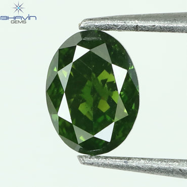 0.13 CT Oval Shape Natural Diamond Green Color VS1 Clarity (3.59 MM)