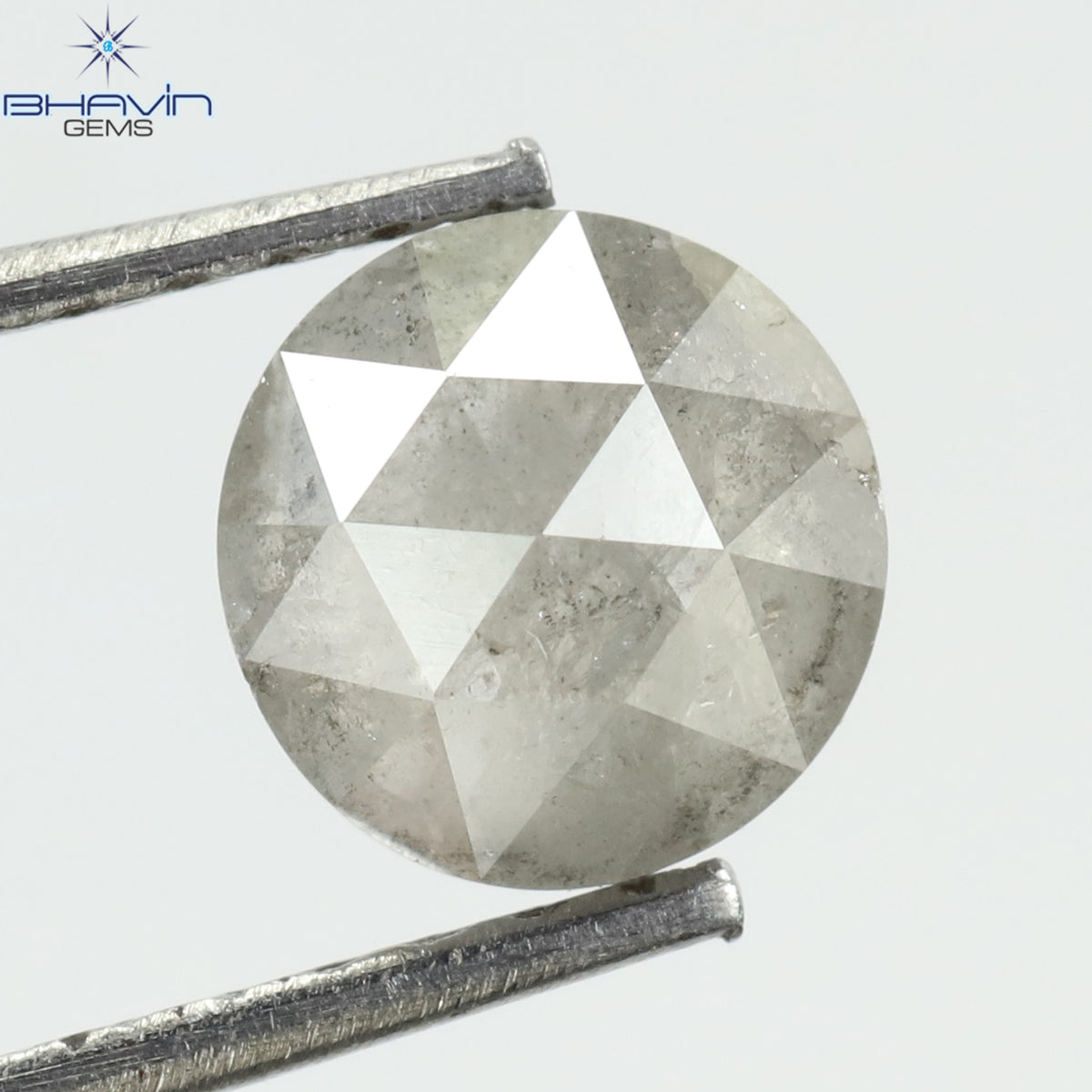 0.81 CT ラウンド ローズカット シェイプ 天然ダイヤモンド ソルト＆ペッパーカラー I3 クラリティ (5.66 MM)