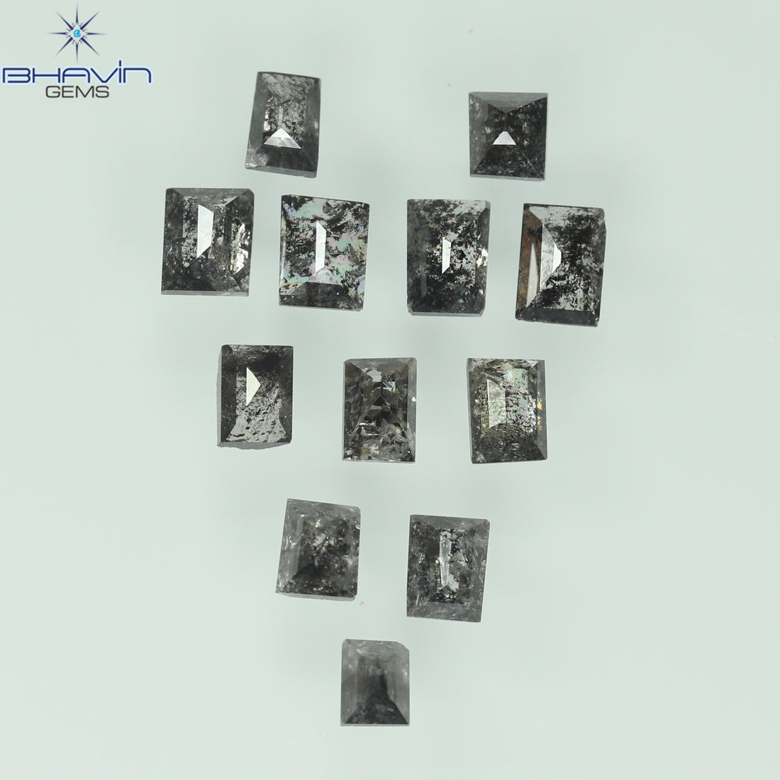 1.13 CT/12 Pcs Natural Square Baguette Diamond Salt and Pepper Color Clarity I3 (3.37 MM)