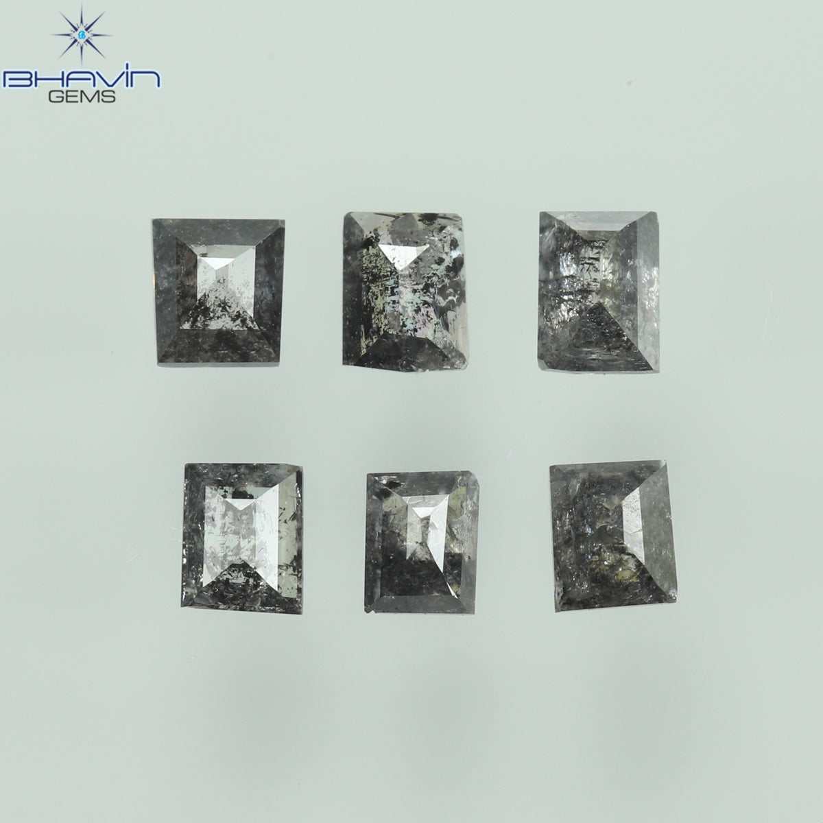 0.31 CT/6 Pcs Natural Square Baguette Diamond Salt and Pepper Color Clarity I3 (2.53 MM)