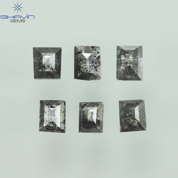 0.31 CT/6 Pcs Natural Square Baguette Diamond Salt and Pepper Color Clarity I3 (2.53 MM)